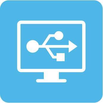 IT computer with USB logo